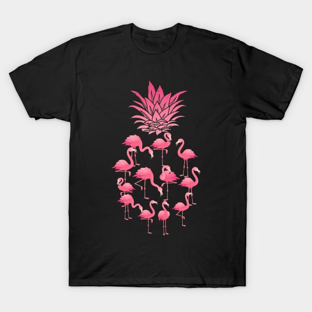 Pineapple Flamingo Cute Funny Tropical Fruit Hawaii T-Shirt by CardRingDesign